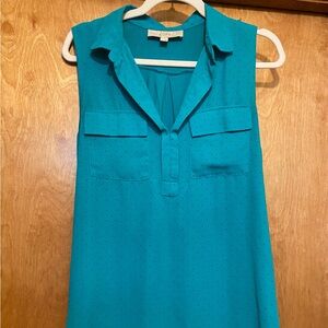 LOFT Teal  Polo Collar Blouse
